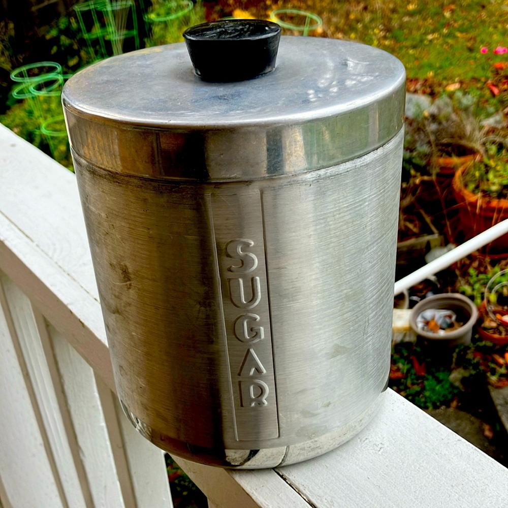 Heller Hostess-Ware Made in Italy Spun Aluminum Sugar Canister 4.5x6"